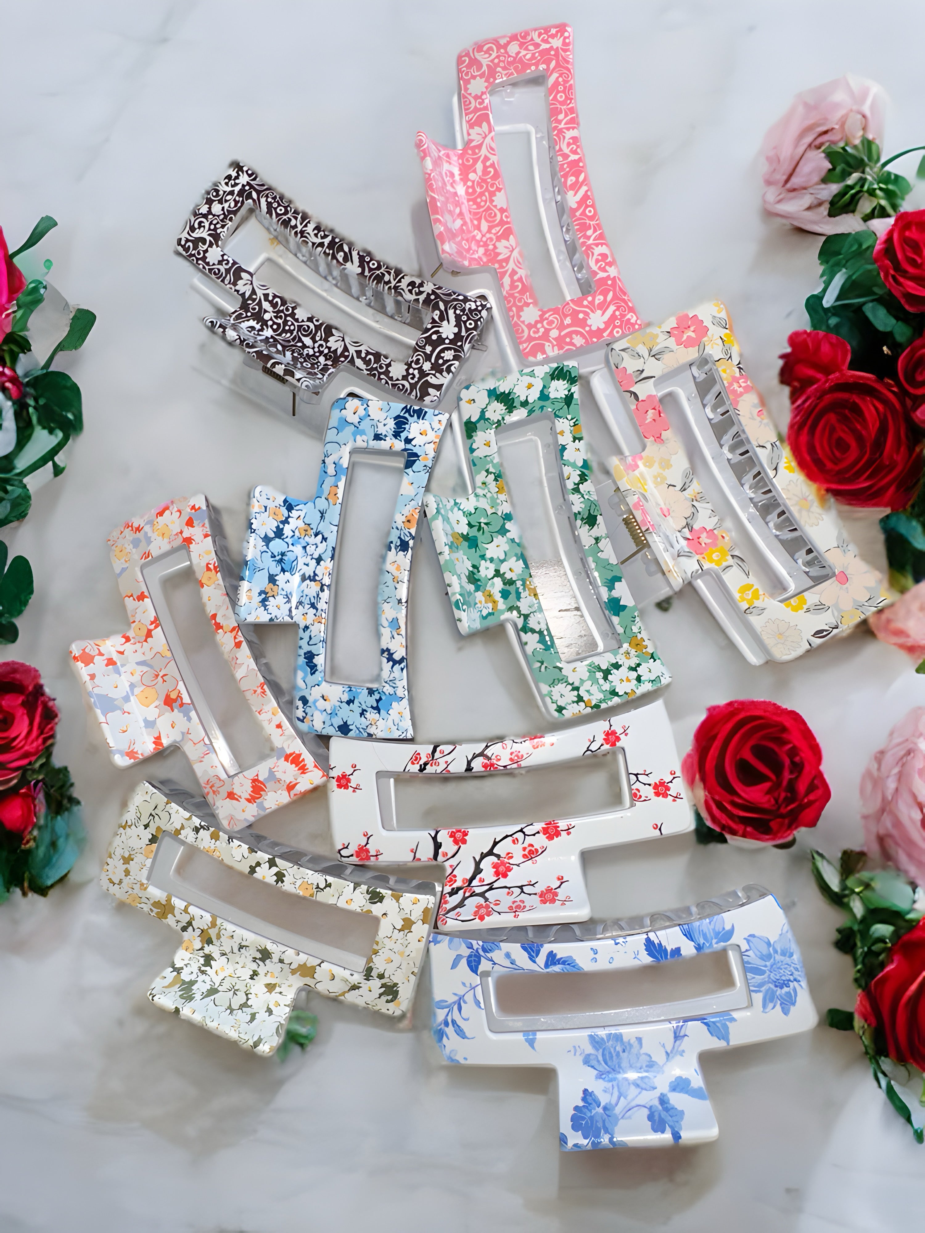 Floral PMMA Hair Claws