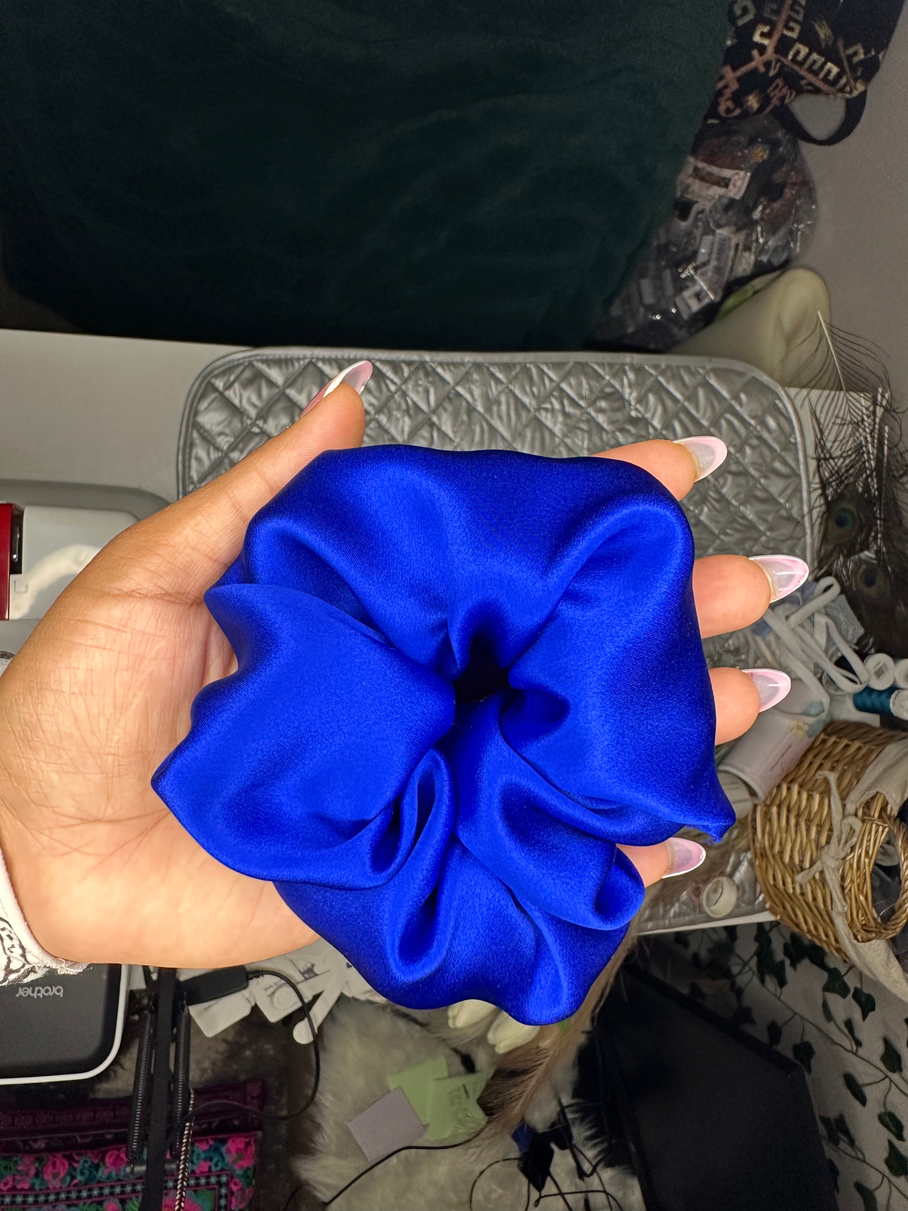 Electric Blue Silk Scrunchie