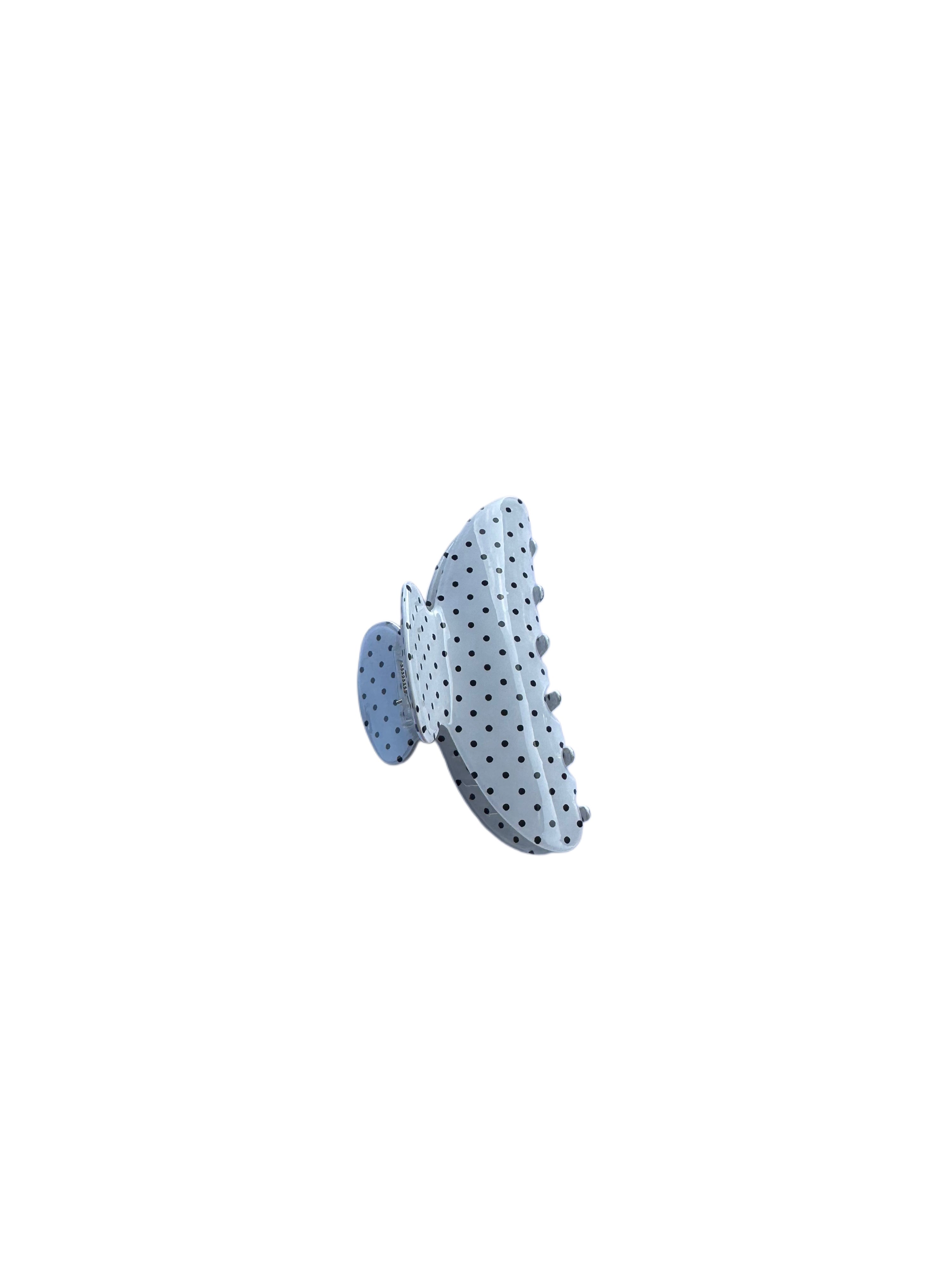 White Polka Dots PMMA Hair Claw