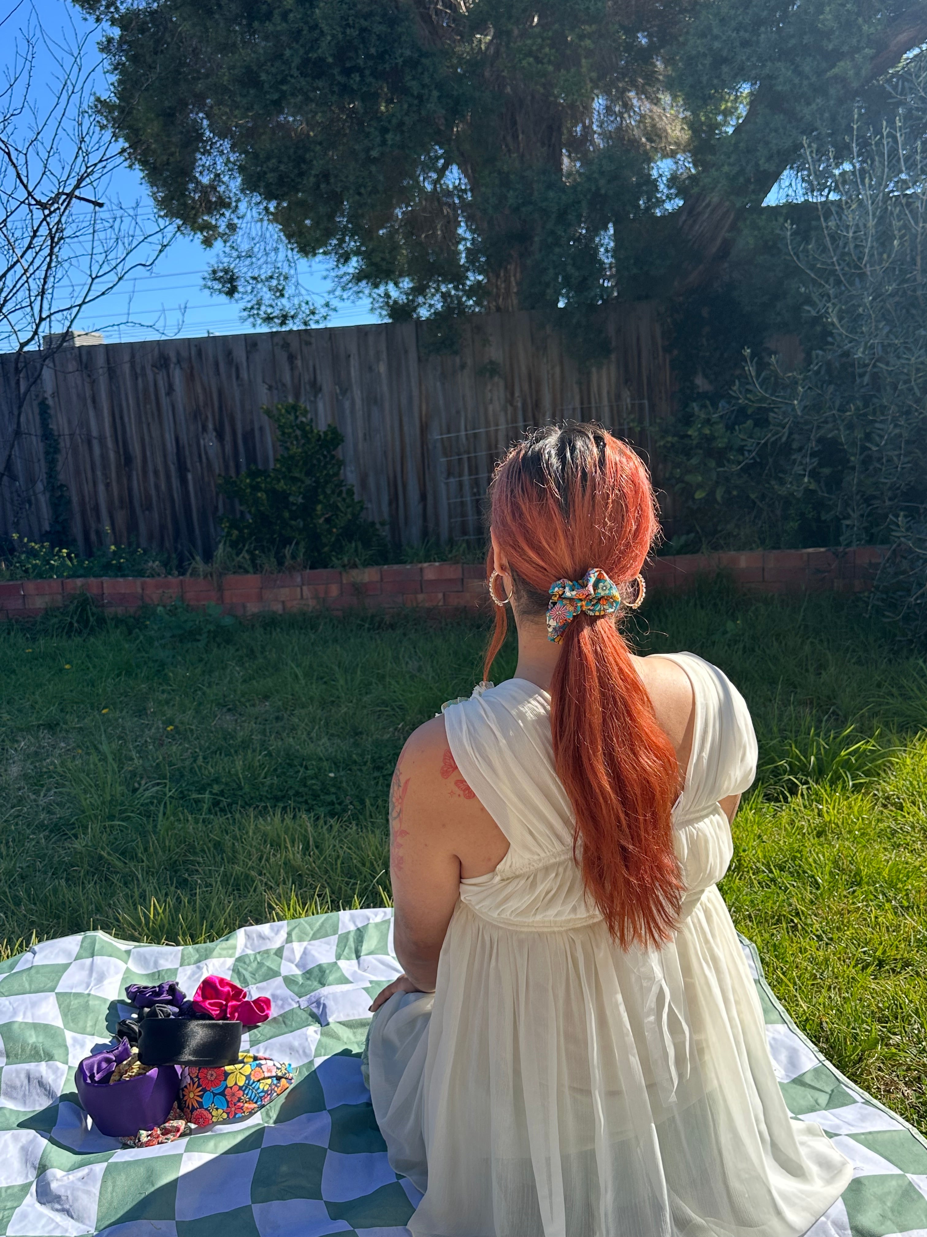 Bloomie Green Floral Scrunchie