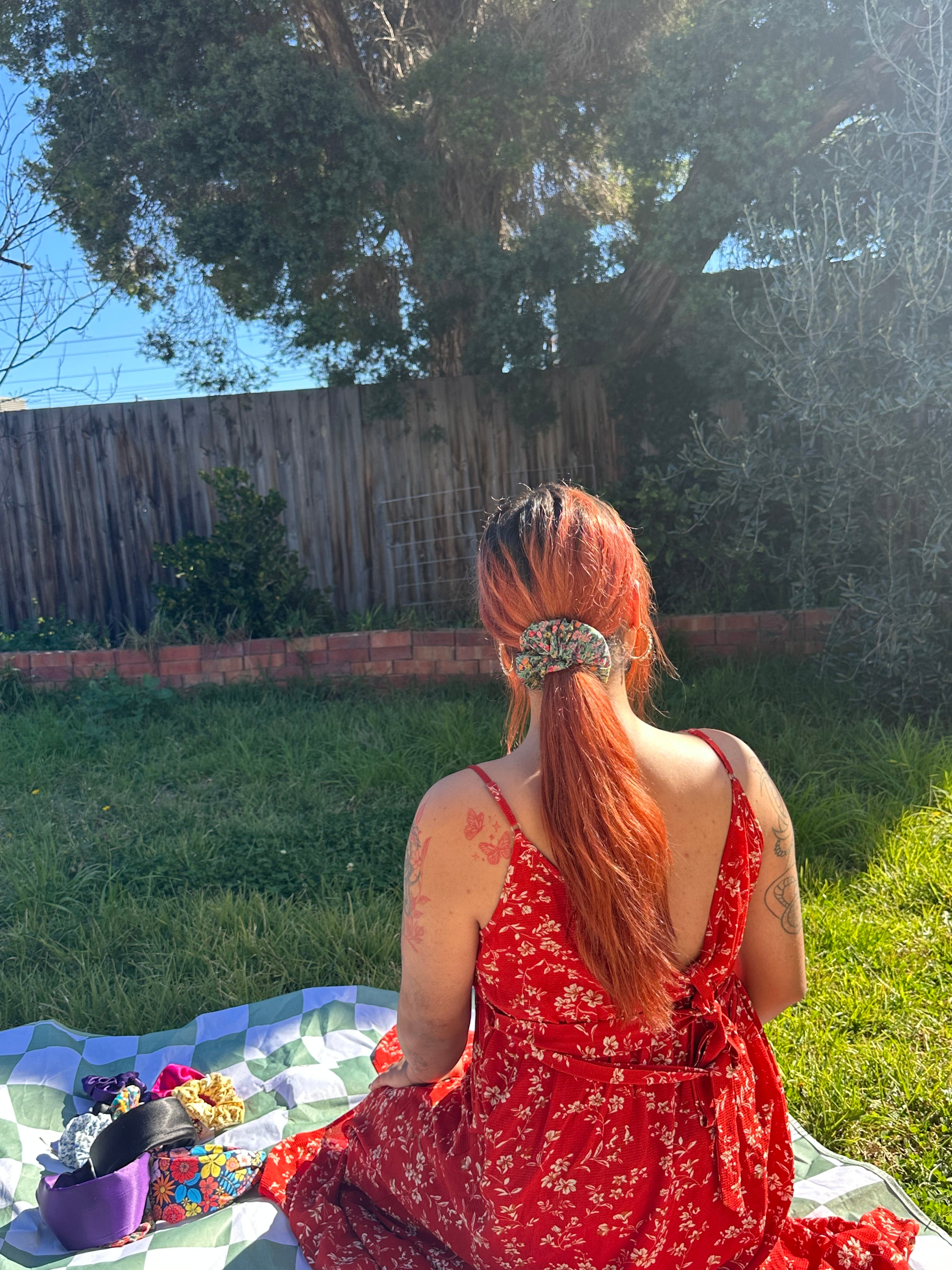 Liberty Green Bloom Scrunchie