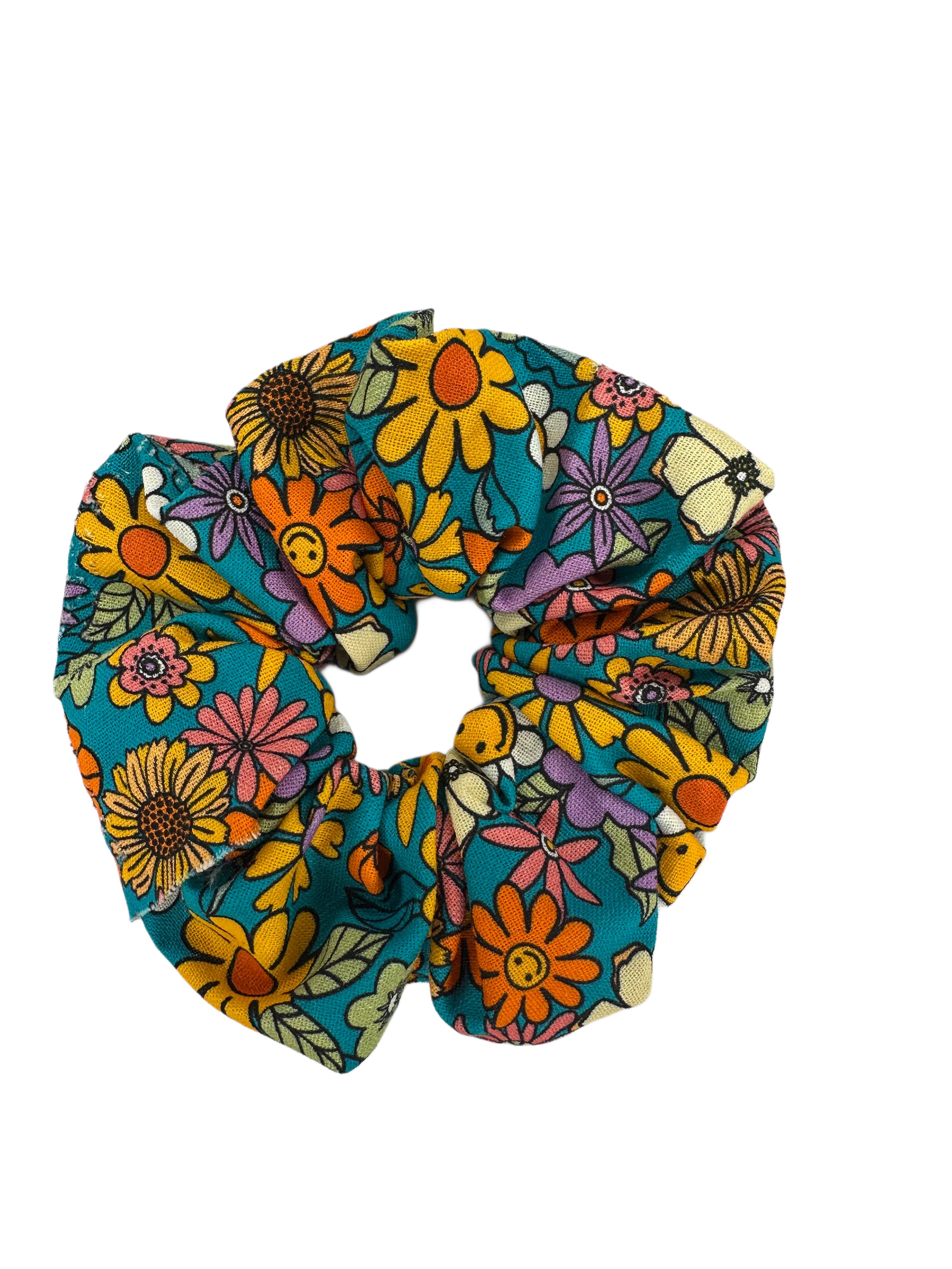 Bloomie Green Floral Scrunchie