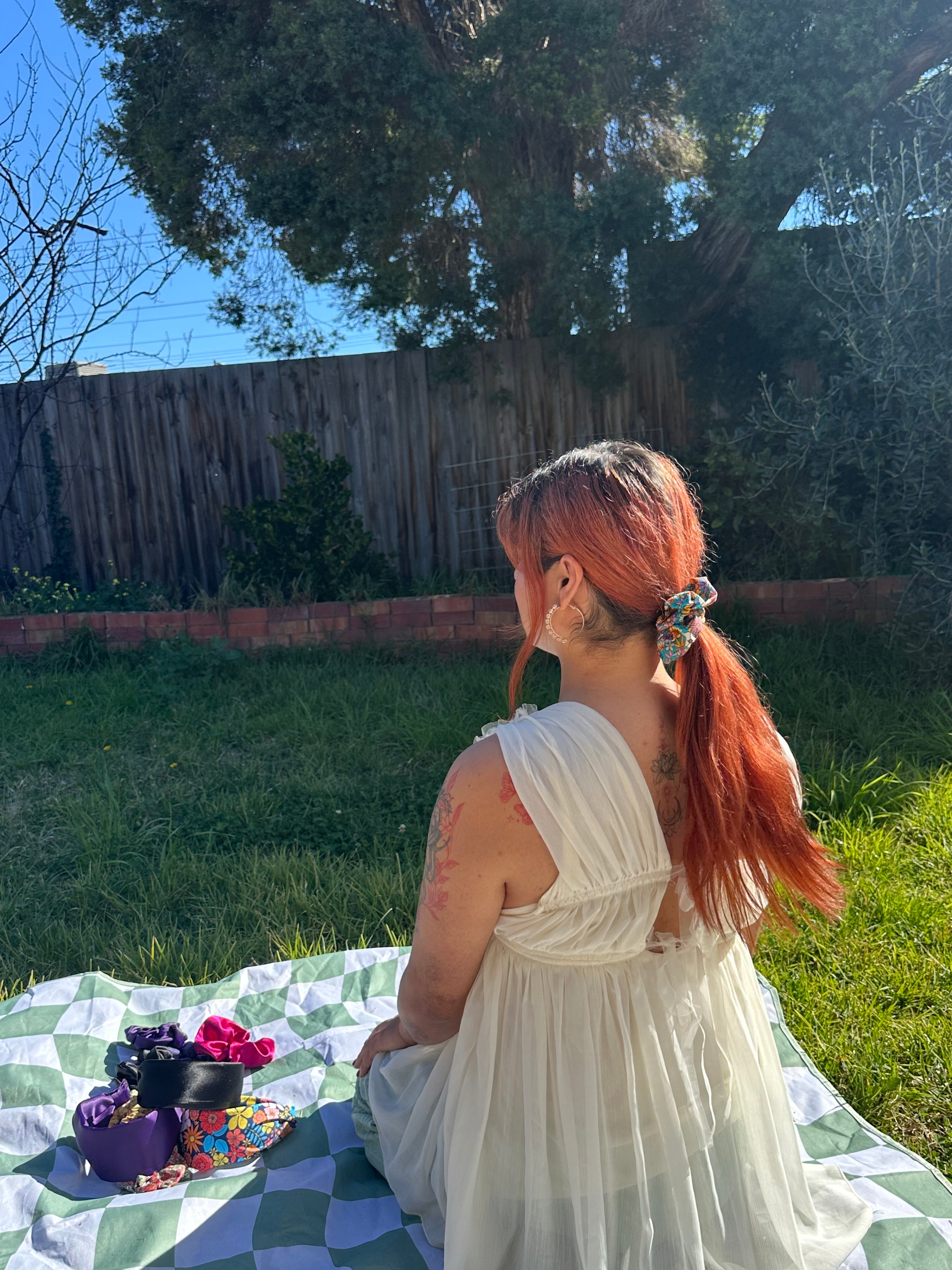 Bloomie Green Floral Scrunchie